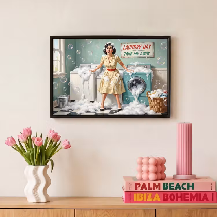 Canvas met lijst - Retro - Blauw - Vrouw — 8