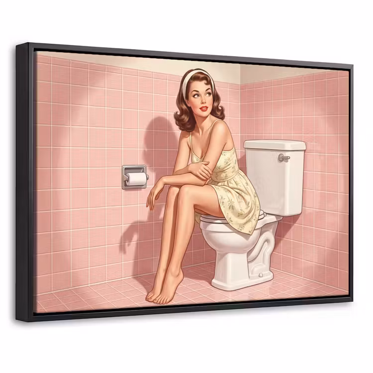 Canvas met lijst - Roze - Retro - Vrouw — 1