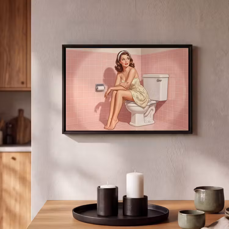 Canvas met lijst - Roze - Retro - Vrouw — 2