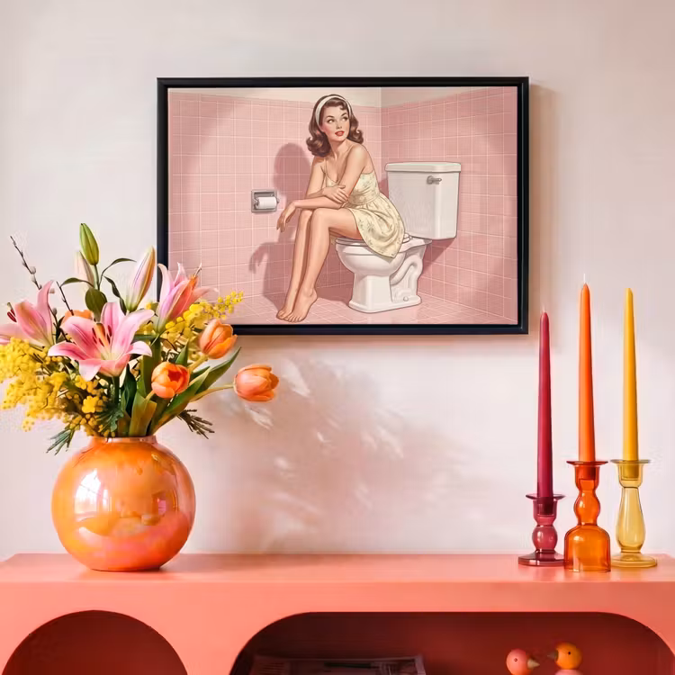 Canvas met lijst - Roze - Retro - Vrouw — 4