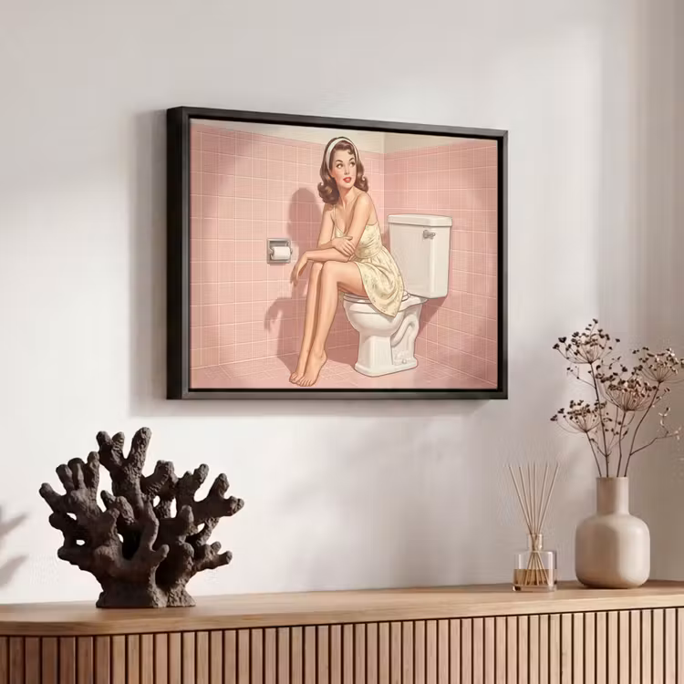 Canvas met lijst - Roze - Retro - Vrouw — 6