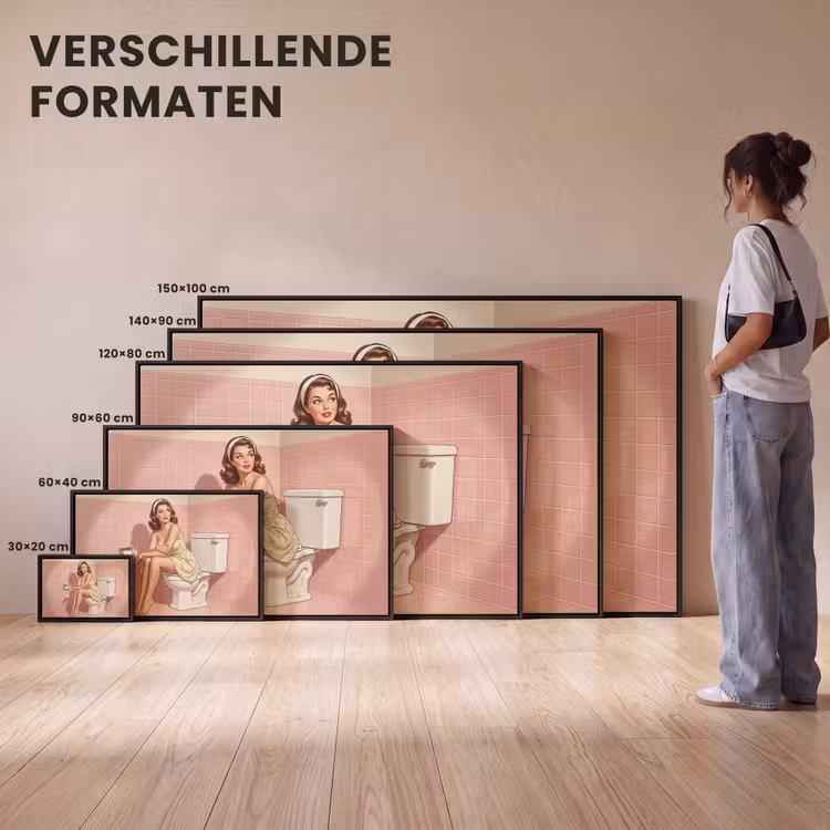 Canvas met lijst - Roze - Retro - Vrouw — 7