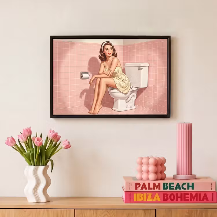 Canvas met lijst - Roze - Retro - Vrouw — 8