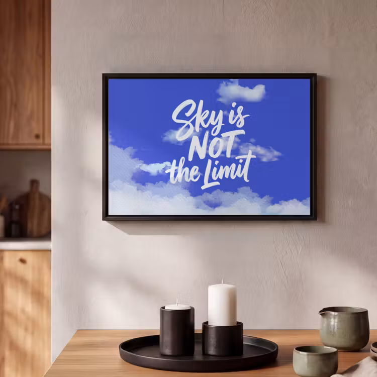 Canvas met lijst - Sky is not the limit - Blauwe lucht - Wolken — 2