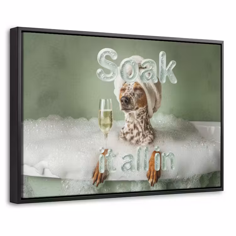 Canvas met lijst - Soak it all in - Hond - Bad — 1