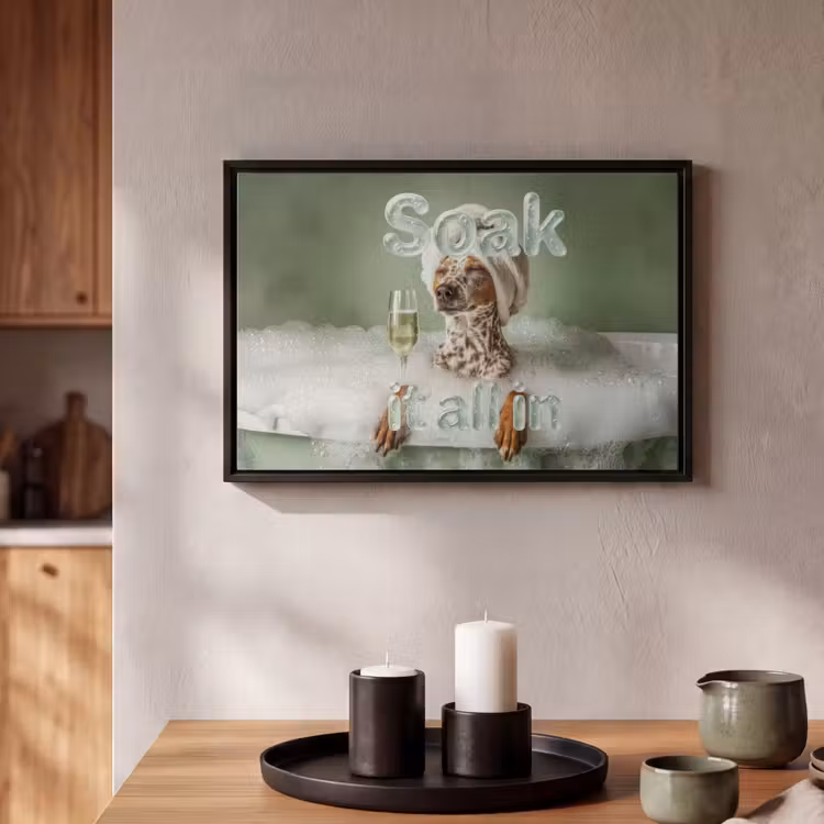 Canvas met lijst - Soak it all in - Hond - Bad — 2