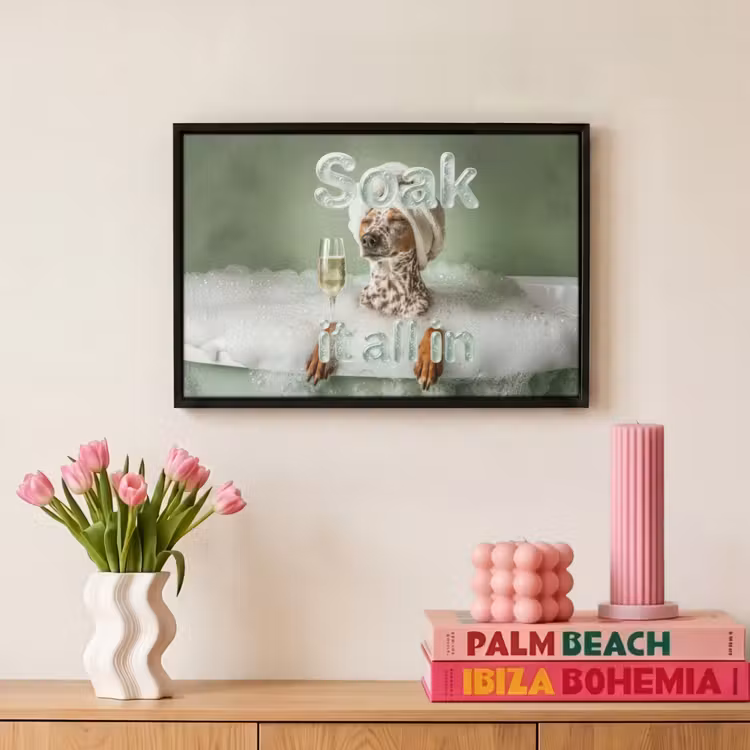 Canvas met lijst - Soak it all in - Hond - Bad — 8