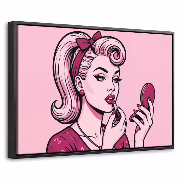 Canvas met lijst - Vintage - Vrouw - Roze — 1