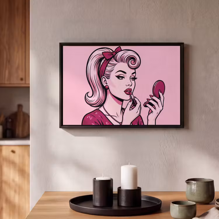 Canvas met lijst - Vintage - Vrouw - Roze — 2