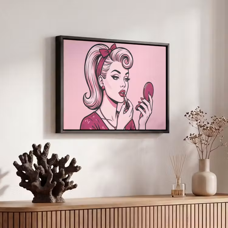 Canvas met lijst - Vintage - Vrouw - Roze — 6