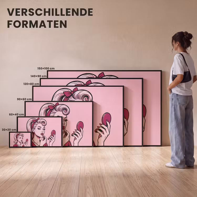 Canvas met lijst - Vintage - Vrouw - Roze — 7