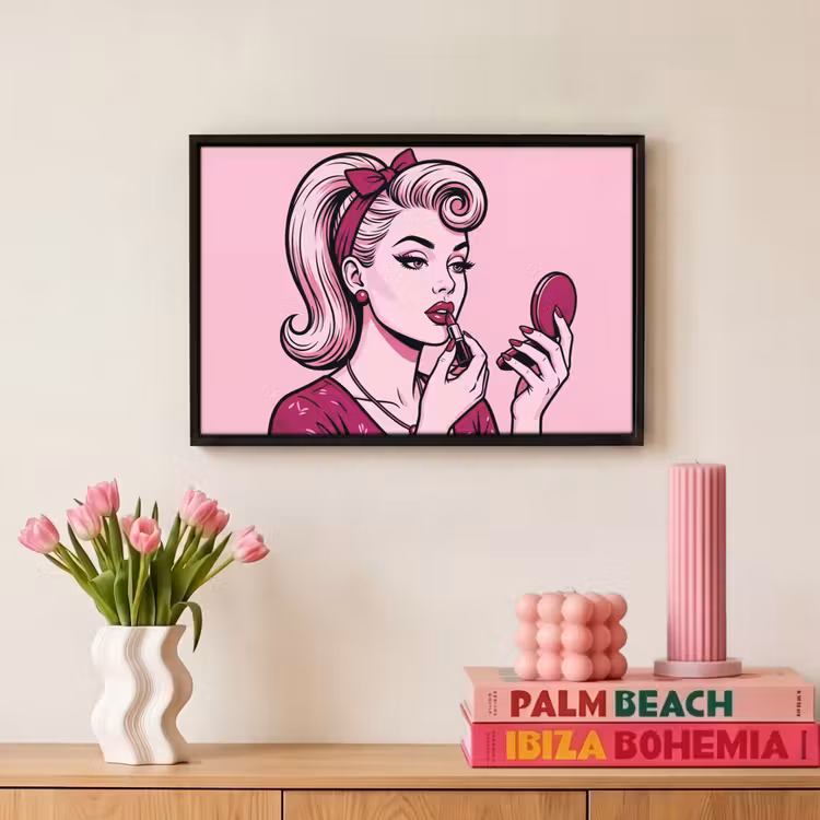 Canvas met lijst - Vintage - Vrouw - Roze — 8