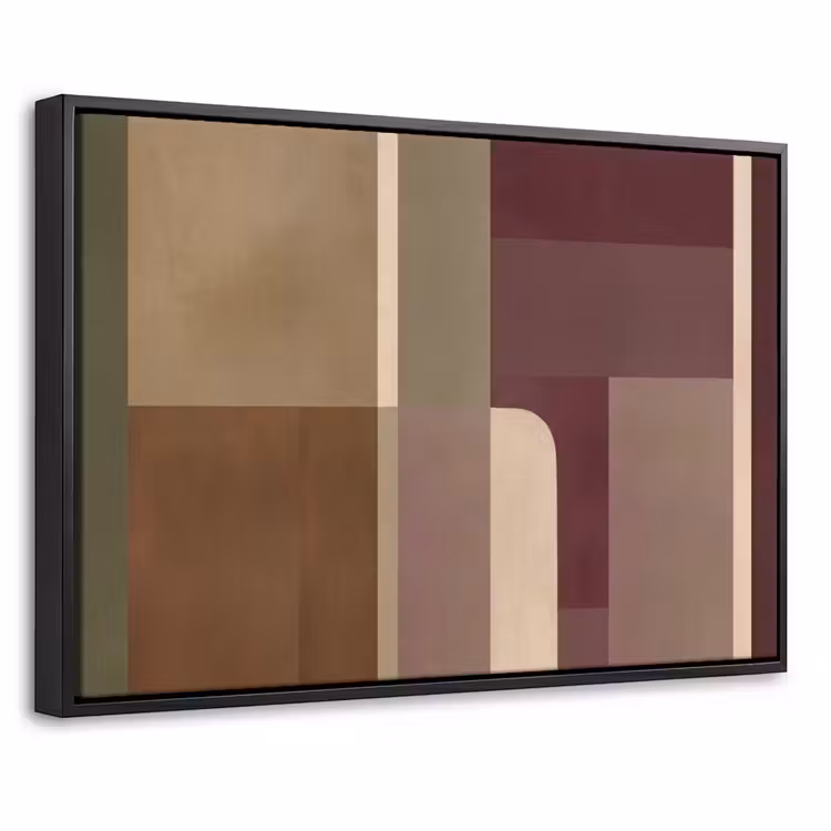 Canvas met lijst - Vlakken - Abstract - Bordeaux - Lijnen — 1