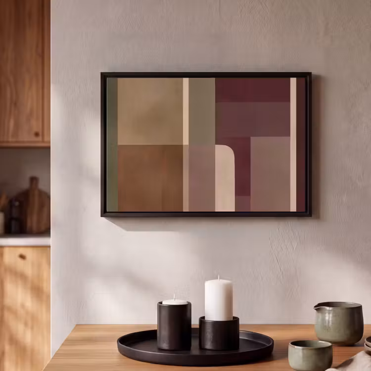 Canvas met lijst - Vlakken - Abstract - Bordeaux - Lijnen — 2