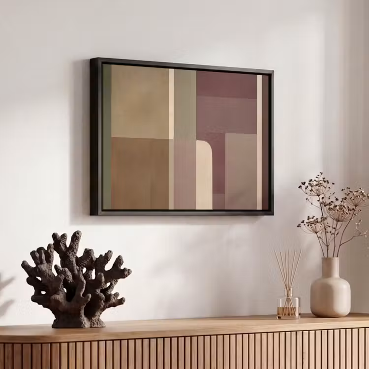 Canvas met lijst - Vlakken - Abstract - Bordeaux - Lijnen — 6