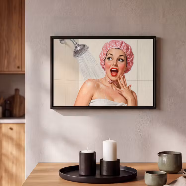 Canvas met lijst - Vrouw - Douche - Roze — 2