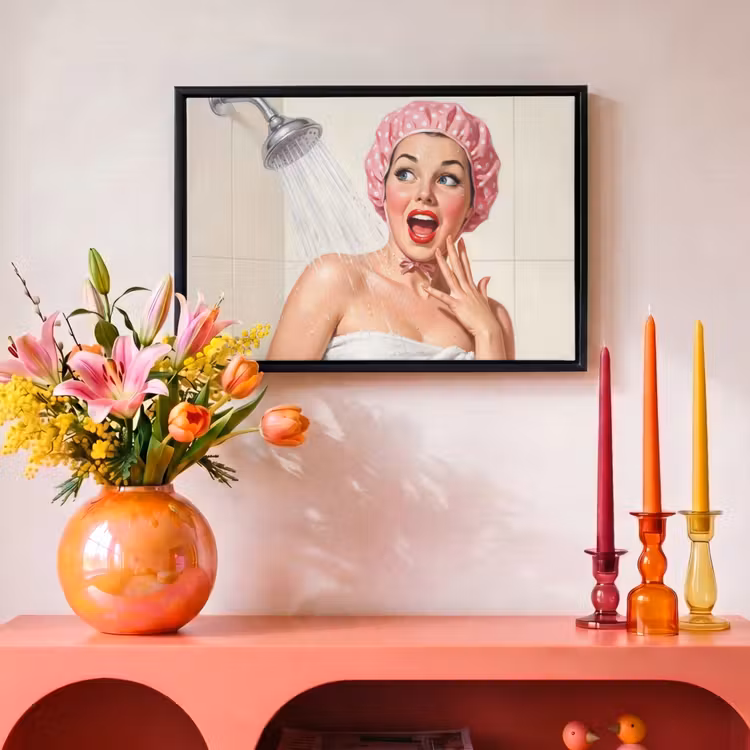 Canvas met lijst - Vrouw - Douche - Roze — 4