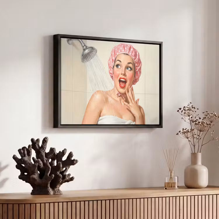 Canvas met lijst - Vrouw - Douche - Roze — 6