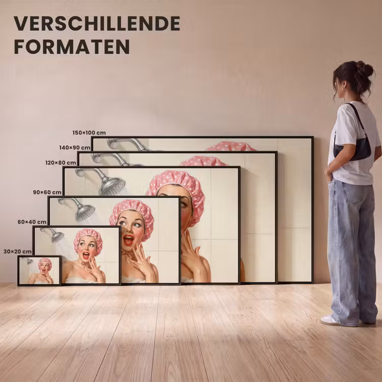 Canvas met lijst - Vrouw - Douche - Roze — 7