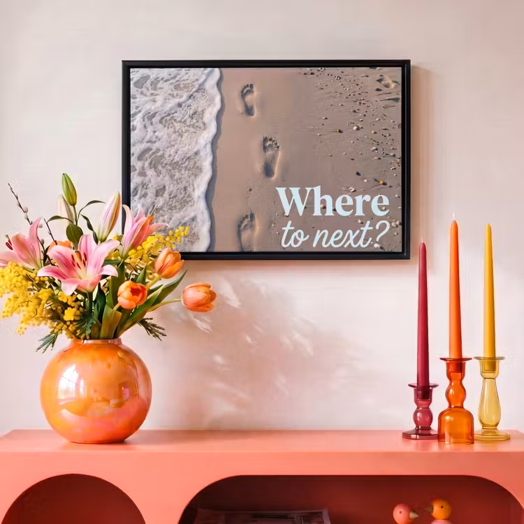 Canvas met lijst - Where to next - Strand - Voetstappen — 4