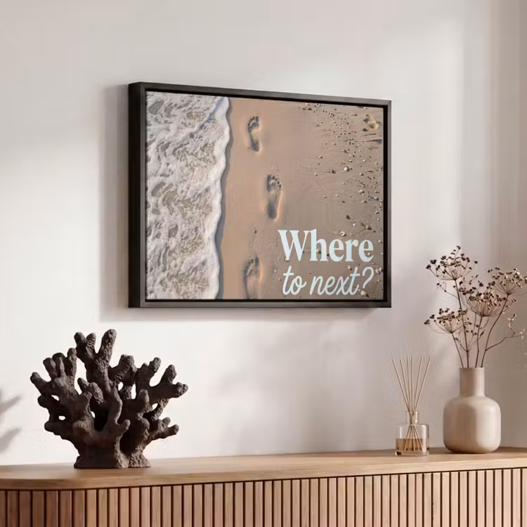 Canvas met lijst - Where to next - Strand - Voetstappen — 6