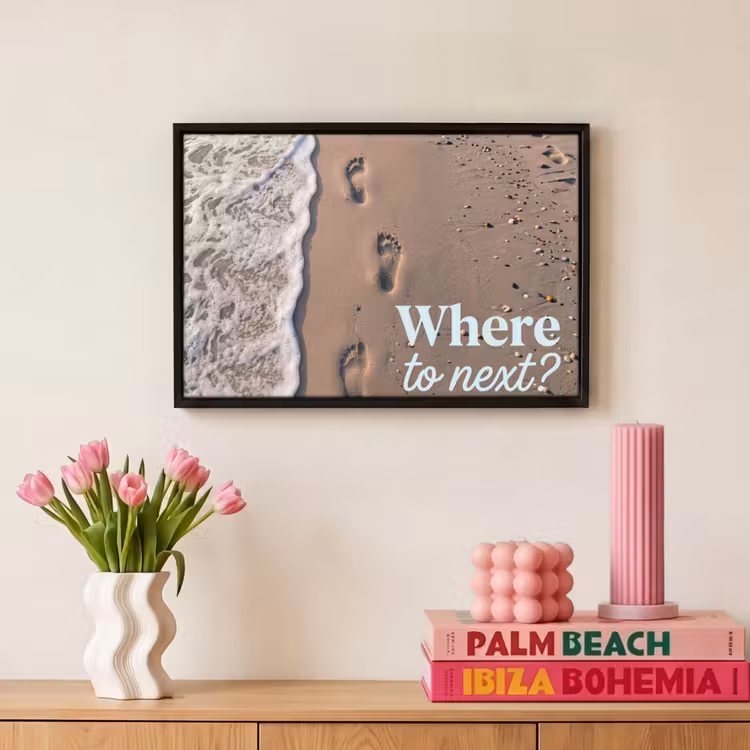 Canvas met lijst - Where to next - Strand - Voetstappen — 8