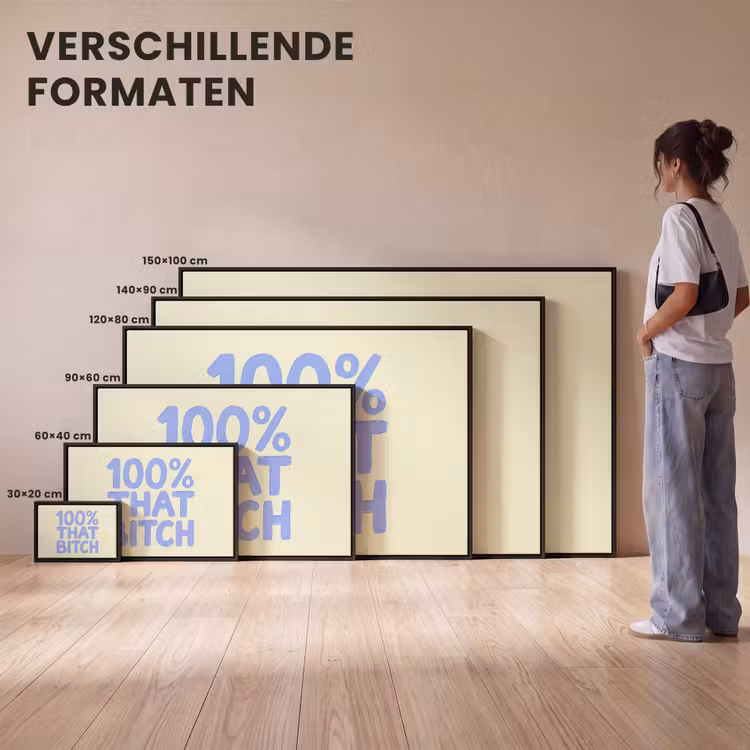 Canvas met lijst - 100% that bitch - Blauw - Wit — 7