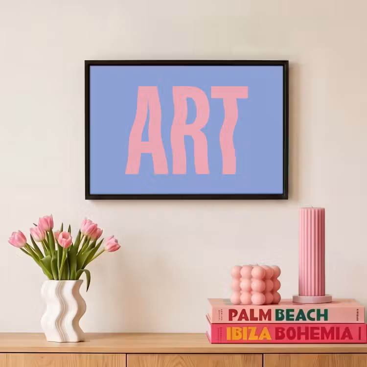 Canvas met lijst - Art - Roze - Blauw — 8