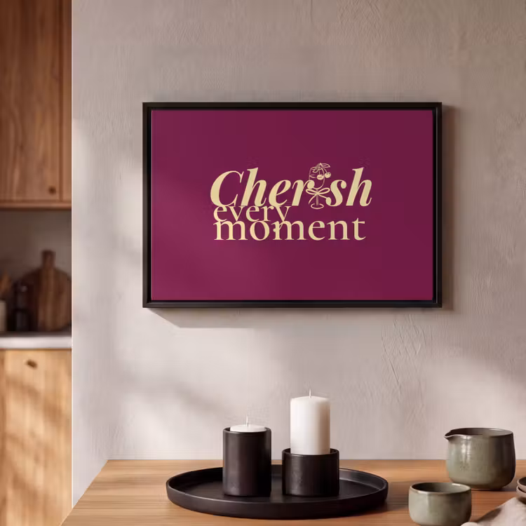 Canvas met lijst - Cherish every moment - Cocktailglas - Bordeaux — 2