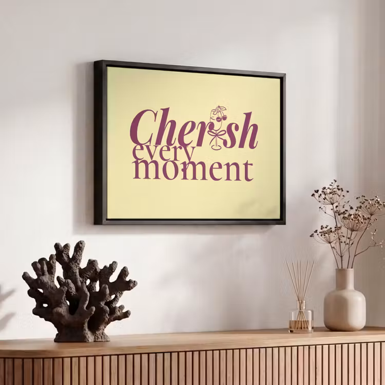 Canvas met lijst - Cherish every moment - Cocktailglas - Geel — 6