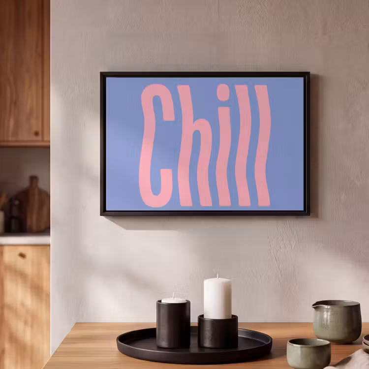 Canvas met lijst - Chill - Roze - Blauw - Golvend — 2