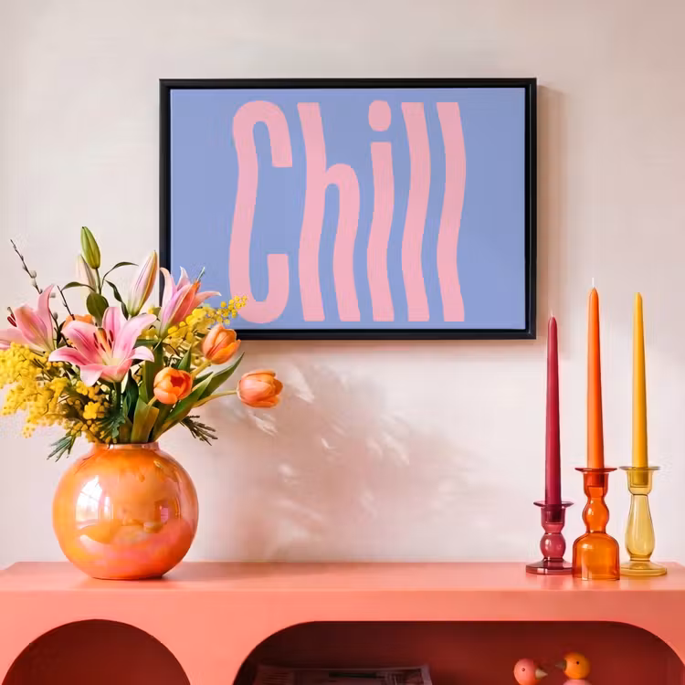 Canvas met lijst - Chill - Roze - Blauw - Golvend — 4