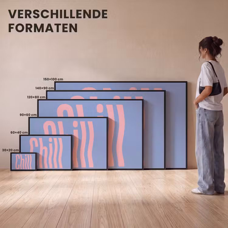 Canvas met lijst - Chill - Roze - Blauw - Golvend — 7