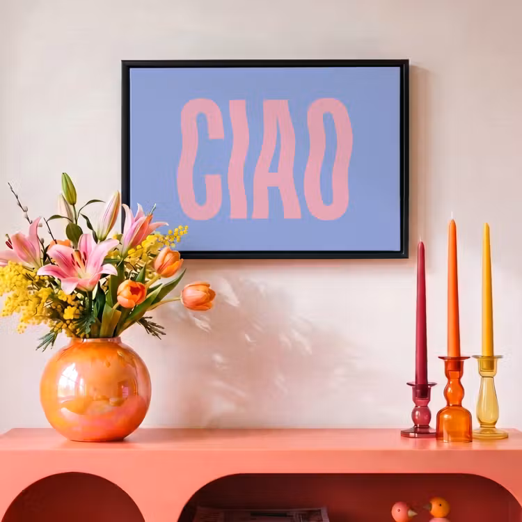Canvas met lijst - Ciao - Roze - Blauw - Golvend — 4