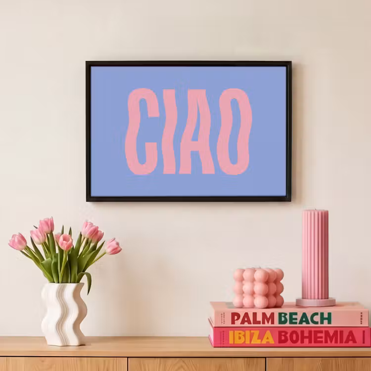 Canvas met lijst - Ciao - Roze - Blauw - Golvend — 8