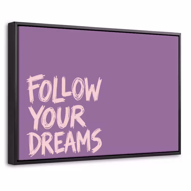 Canvas met lijst - Follow your dreams - Paars - Penseeltextuur — 1