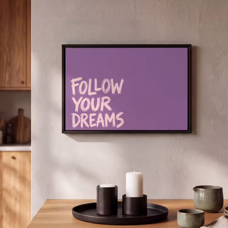 Canvas met lijst - Follow your dreams - Paars - Penseeltextuur — 2