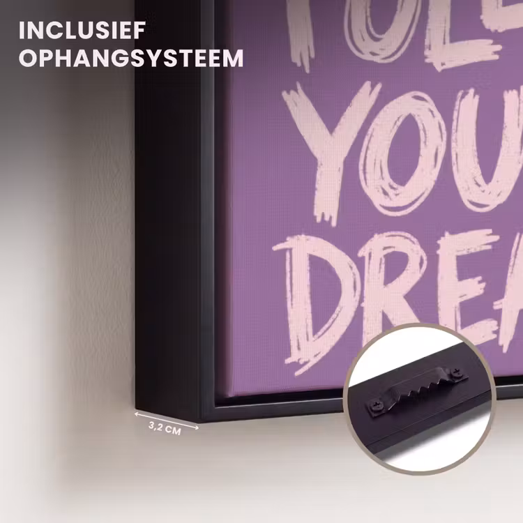 Canvas met lijst - Follow your dreams - Paars - Penseeltextuur — 3