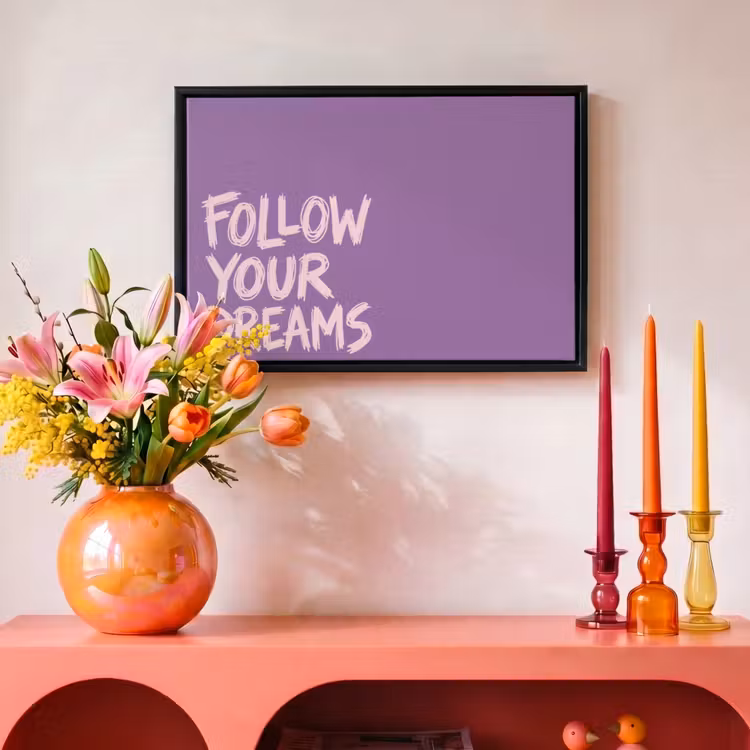 Canvas met lijst - Follow your dreams - Paars - Penseeltextuur — 4