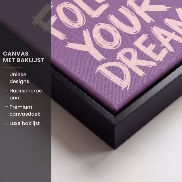 Canvas met lijst - Follow your dreams - Paars - Penseeltextuur — 5