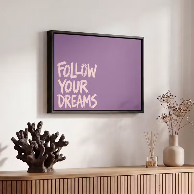 Canvas met lijst - Follow your dreams - Paars - Penseeltextuur — 6