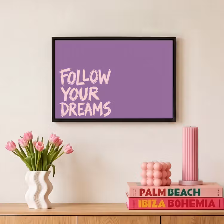 Canvas met lijst - Follow your dreams - Paars - Penseeltextuur — 8