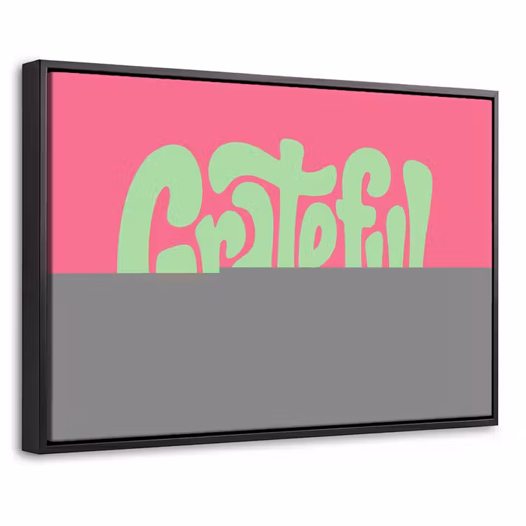 Canvas met lijst - Grateful - Groen - Grafisch - Vloeiend — 1