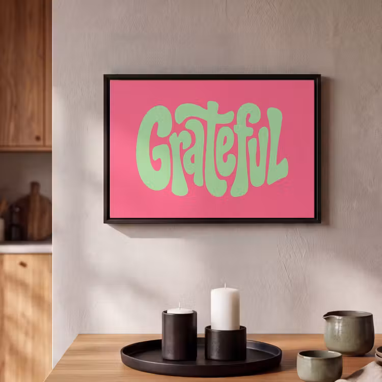 Canvas met lijst - Grateful - Groen - Grafisch - Vloeiend — 2