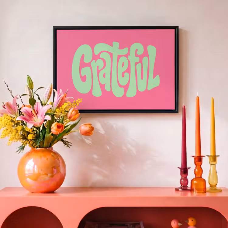 Canvas met lijst - Grateful - Groen - Grafisch - Vloeiend — 4