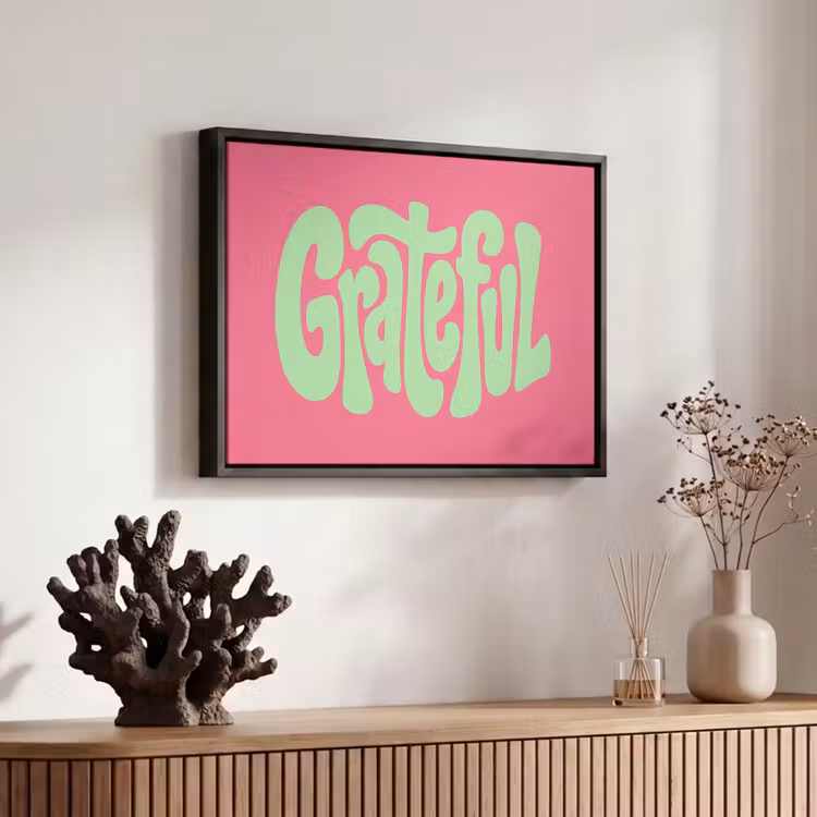 Canvas met lijst - Grateful - Groen - Grafisch - Vloeiend — 6