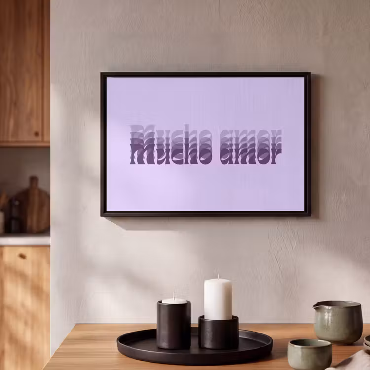 Canvas met lijst - Mucho amor - Paars - Gelaagde letters — 2