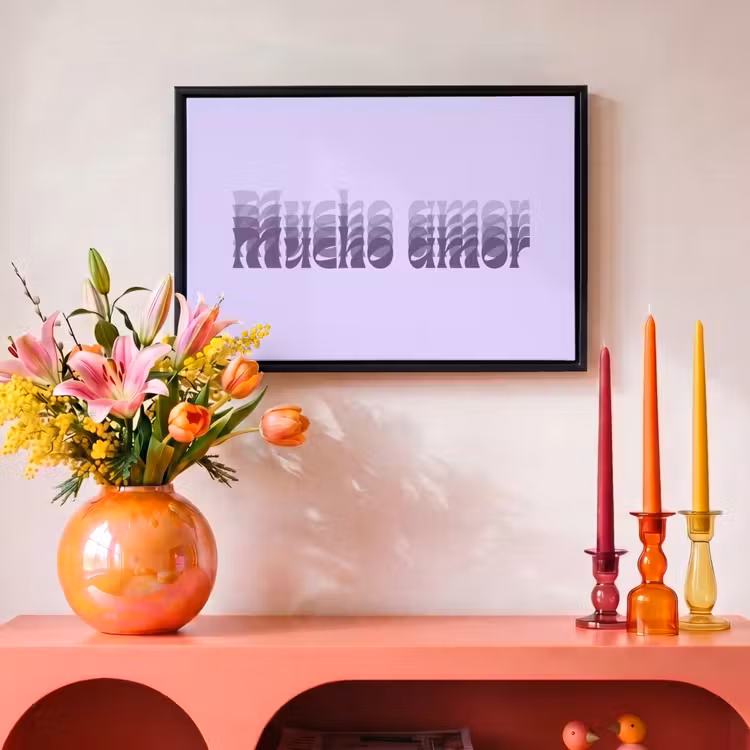 Canvas met lijst - Mucho amor - Paars - Gelaagde letters — 4