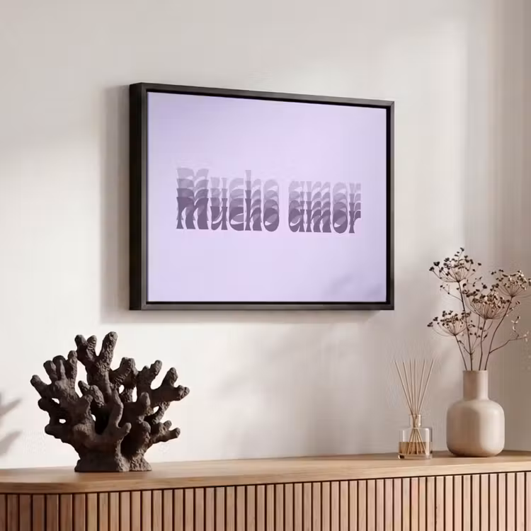 Canvas met lijst - Mucho amor - Paars - Gelaagde letters — 6