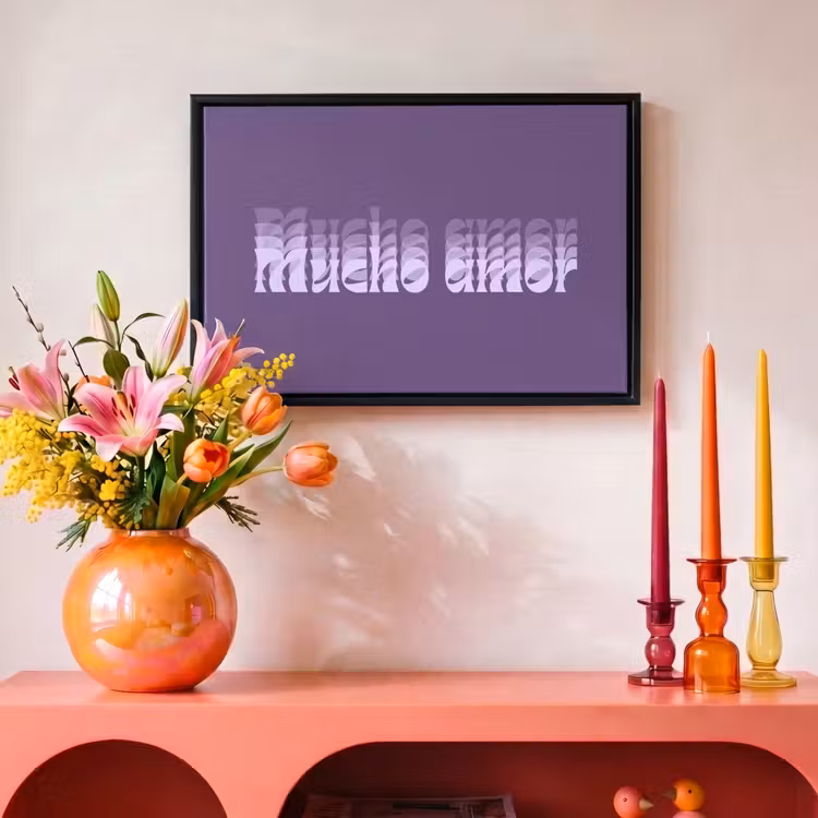 Canvas met lijst - Mucho amor - Paars - Grafisch — 4
